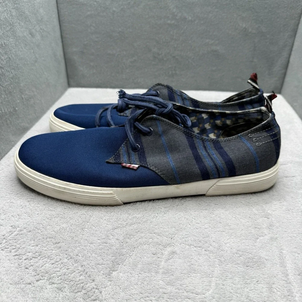 Ben Sherman Men's Size 9.5 Blue Gray Plaid Fabric Lace-Up Casual Sneakers